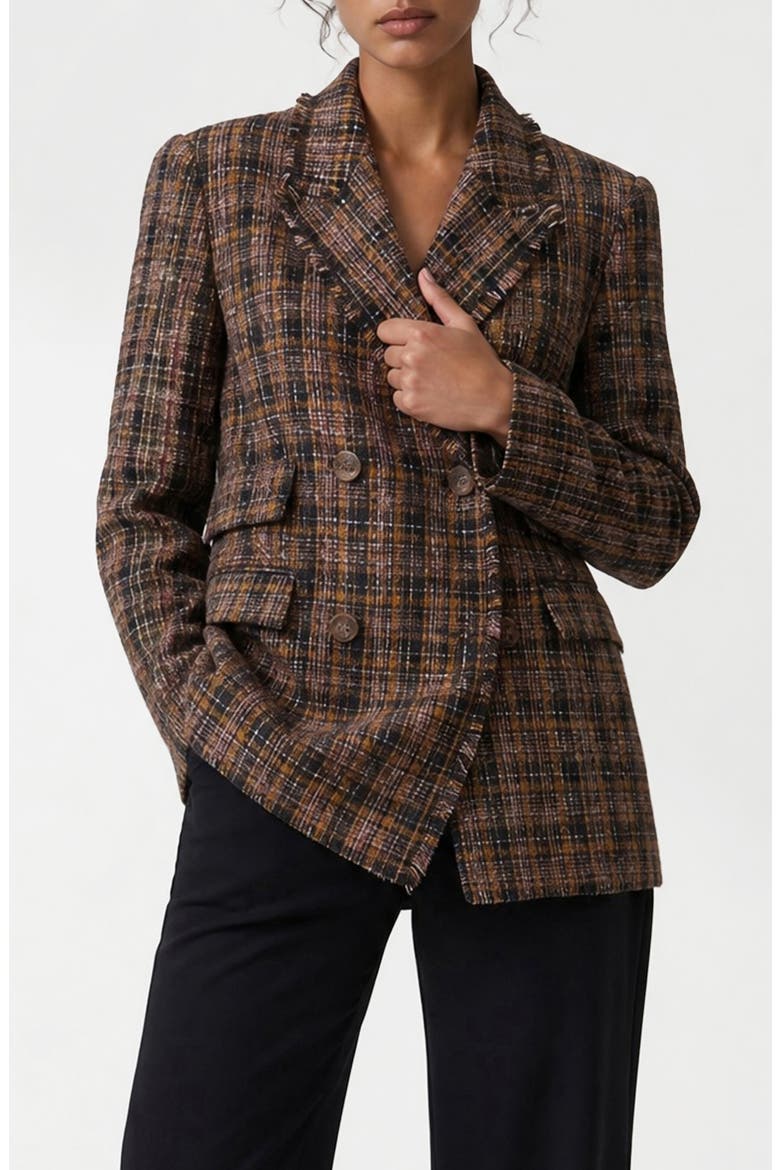 Alba Double Breasted Tweed Blazer, Alternate, color, UNIFORM GREEN