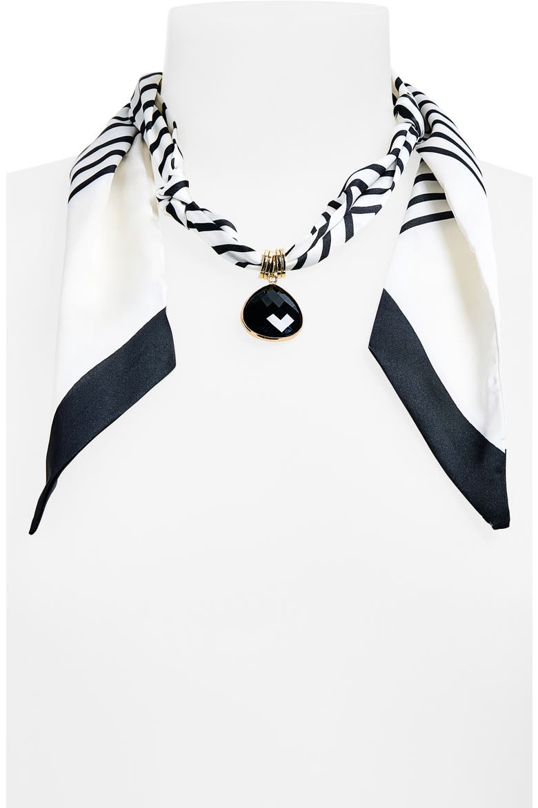 Teardrop Scarf Pendant Necklace, Alternate, color, BLACK
