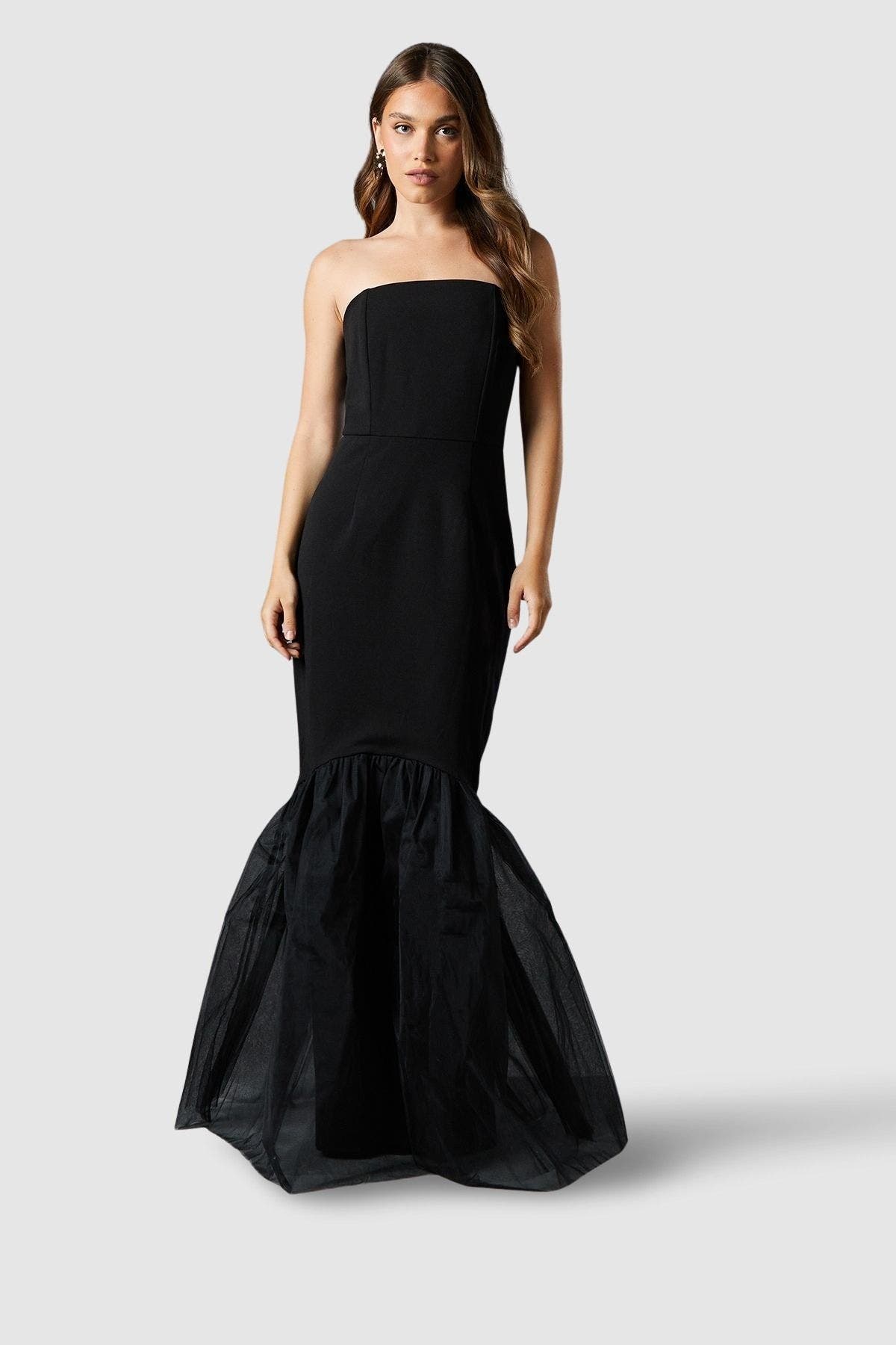 Strapless Fishtail Maxi Dress