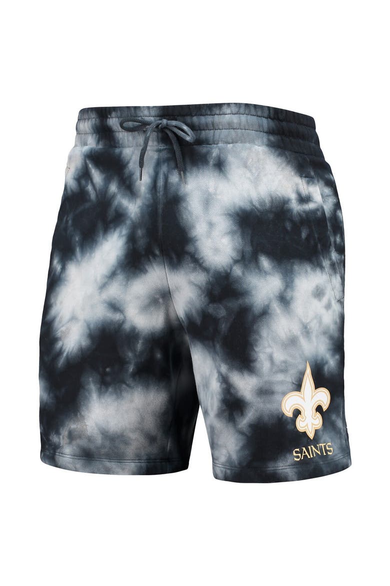 Men's New Era Black New Orleans Saints Tie-Dye Shorts, Alternate, color, Black