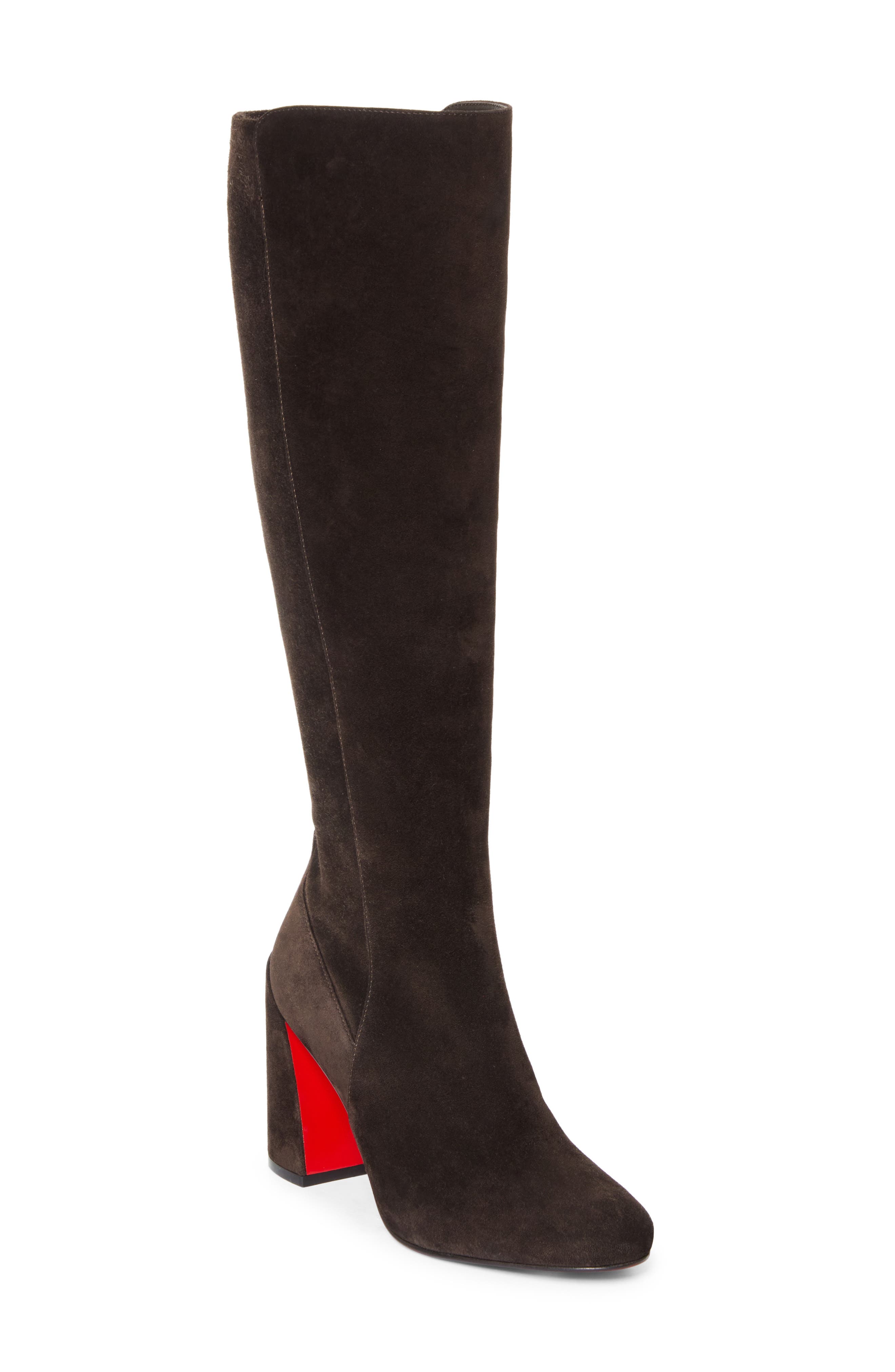Christian Louboutin Jane Knee High Boot, Main, color, Cafe