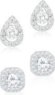 Adornia Set of 2 Halo Cubic Zirconia Stud Earrings
