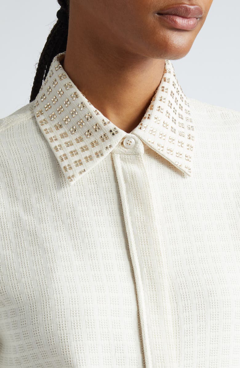 Golden Goose Journey Collection Embellished Collar Jacquard Button-Up Shirt, Alternate, color, 