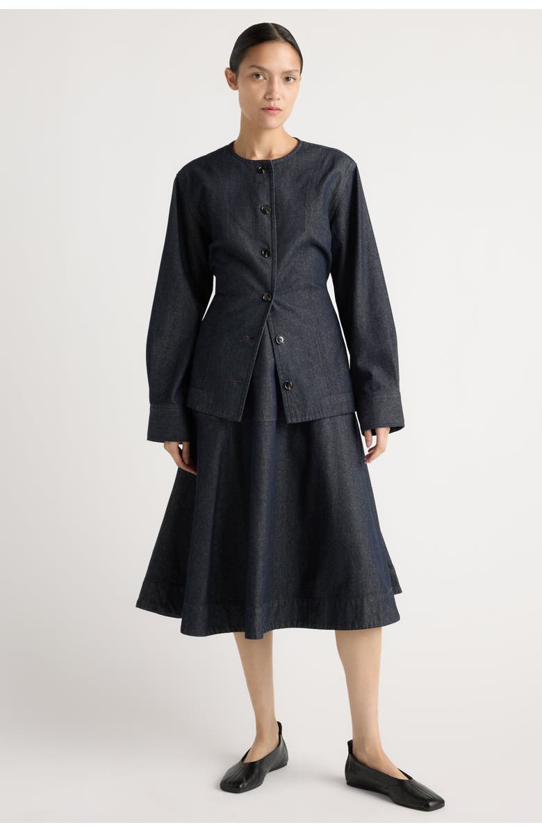 Modern Citizen Emerson Cinch-Waist Denim Jacket, Alternate, color, Dark Indigo