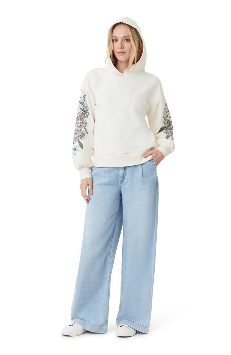 Scotch & Soda Embroidered Hooded Sweatshirt, Alternate, color, White Cap Grey