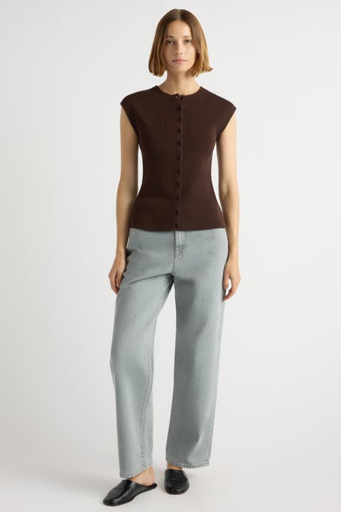 Modern Citizen Solara Cotton Button Sweater Top