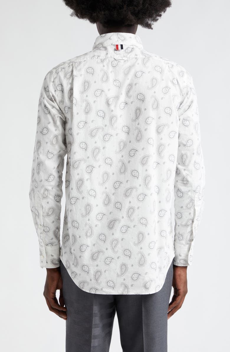 Thom Browne Paisley Straight Fit Cotton Button-Down Shirt, Alternate, color, 