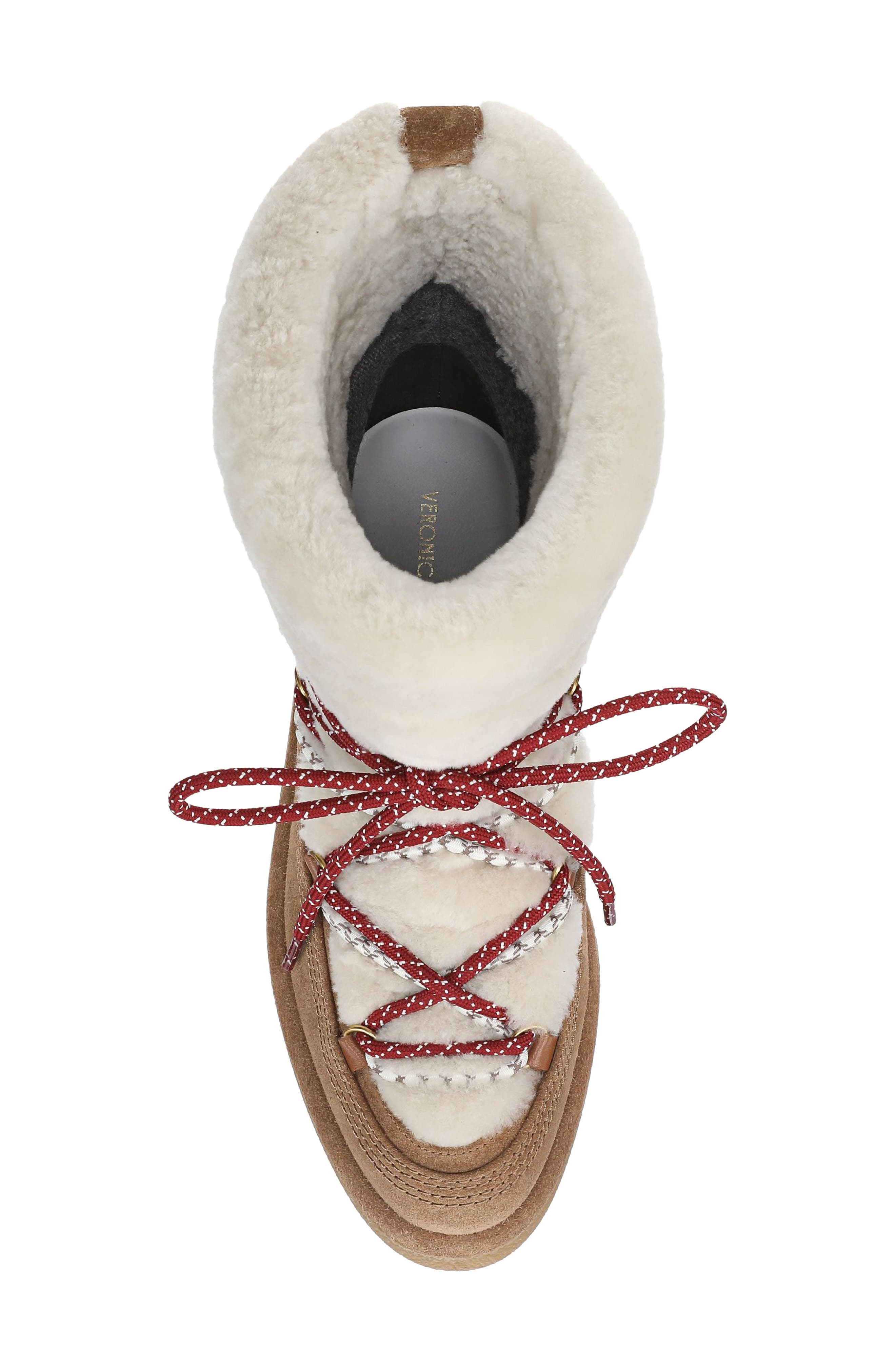 Kirsta Genuine Shearling Platform Boot, Alternate, color, WHITE/ CHESTNUT SUEDE
