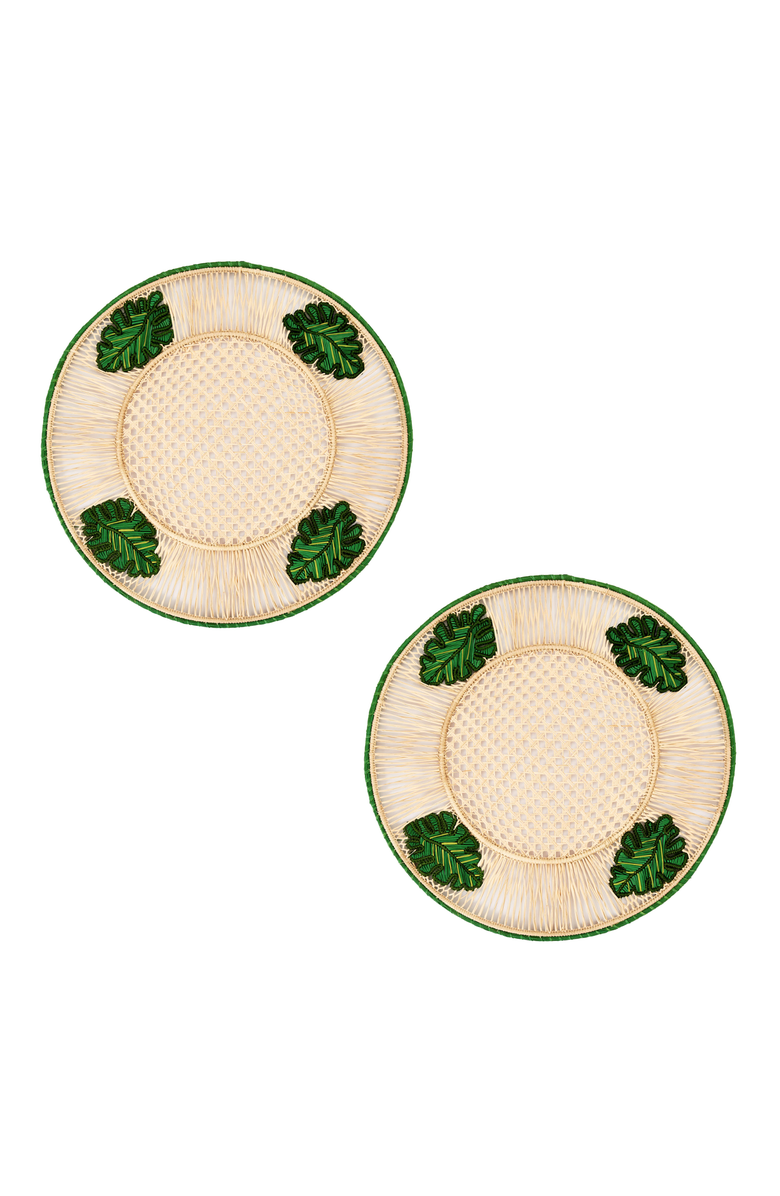 Coro Cora Leaves 3D Placemat - Set of 2, Main, color, Green