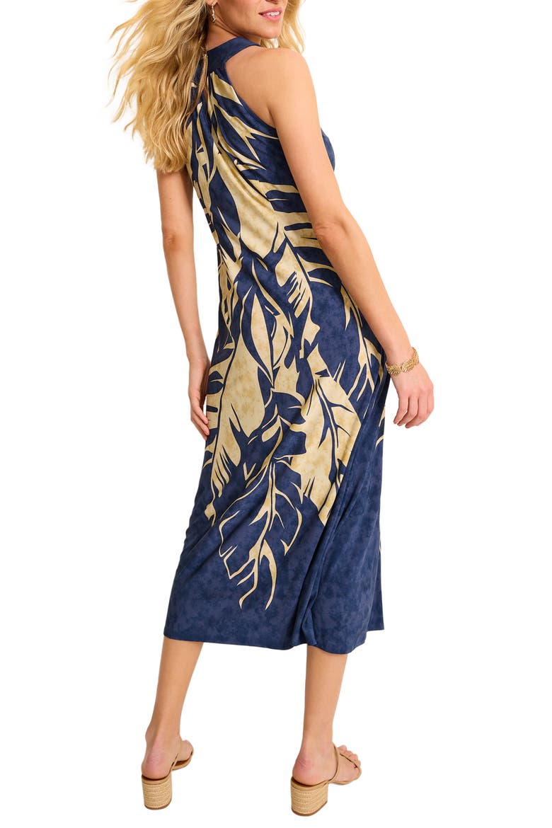 Regal Fronds Midi Dress, Alternate, color, ISLAND NAVY