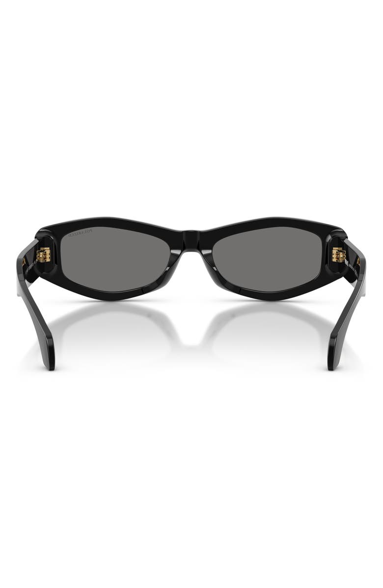 Versace 54mm Polarized Irregular Sunglasses, Alternate, color, Black/ Dark Grey Polar