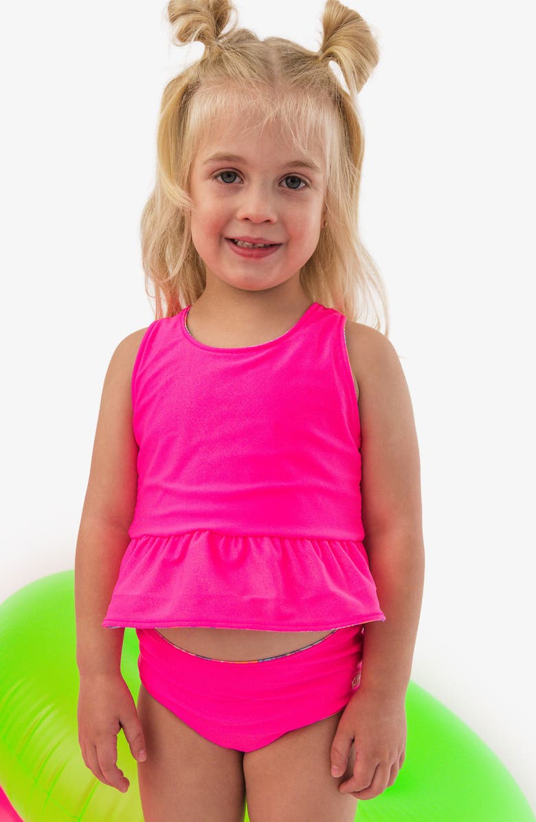 RuffleButts Kids' Shimmer Mermaid Reversible Two-Piece Swimsuit, Alternate, color, Pink