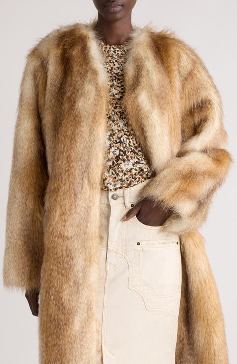 Beige Cropped Manhattan Faux Fur Coat