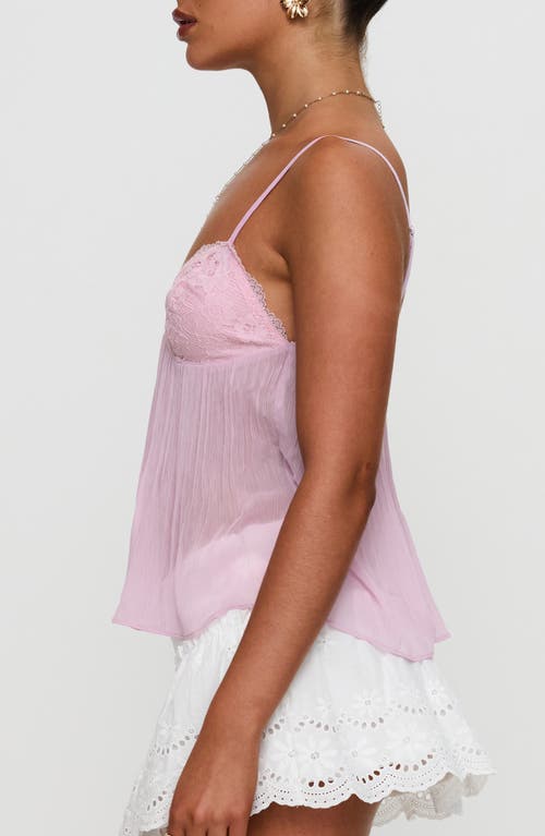 Princess Polly Zami Pleated Lace Trim Semisheer Camisole