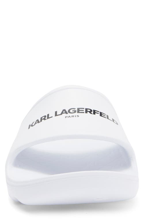 Karl Lagerfeld Block Logo Slide Sandal In White
