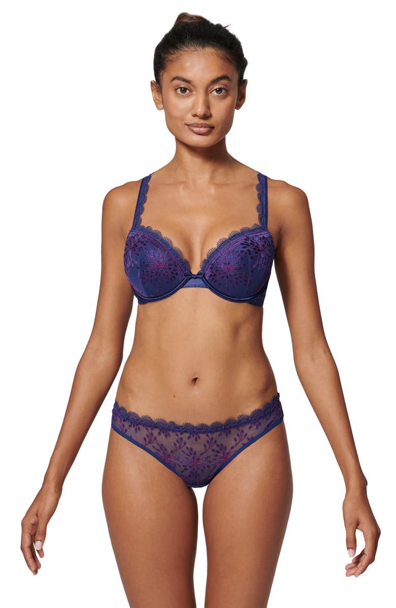 Simone Perele Singuliere Underwire Padded Push-Up Bra, Alternate, color, Midnight