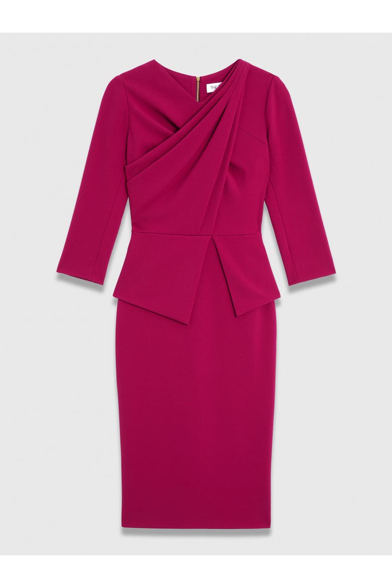 Alina Peplum Midi Dress, Alternate, color, Pink