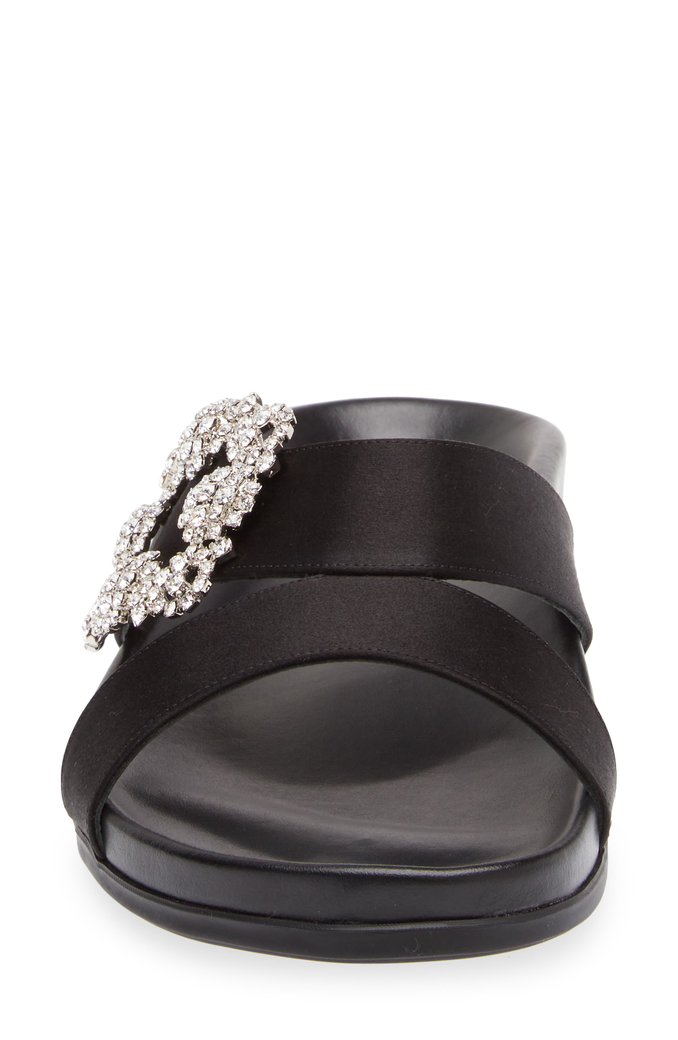 Manolo Blahnik Chilanghi Crystal Buckle Slide Sandal, Alternate, color, 