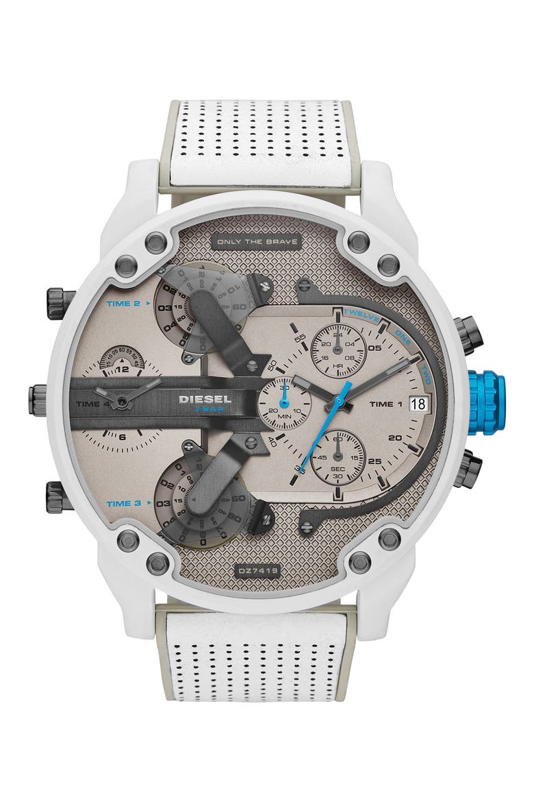 Mr. Daddy 2.0 Chronograph Quartz Nylon Strap Watch, 57mm, Main, color, WHITE