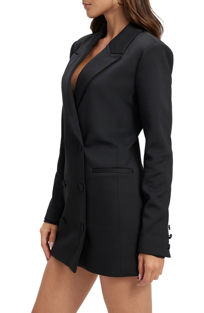 Good American Executive Scuba Knit Blazer Dress, Alternate, color, Black001