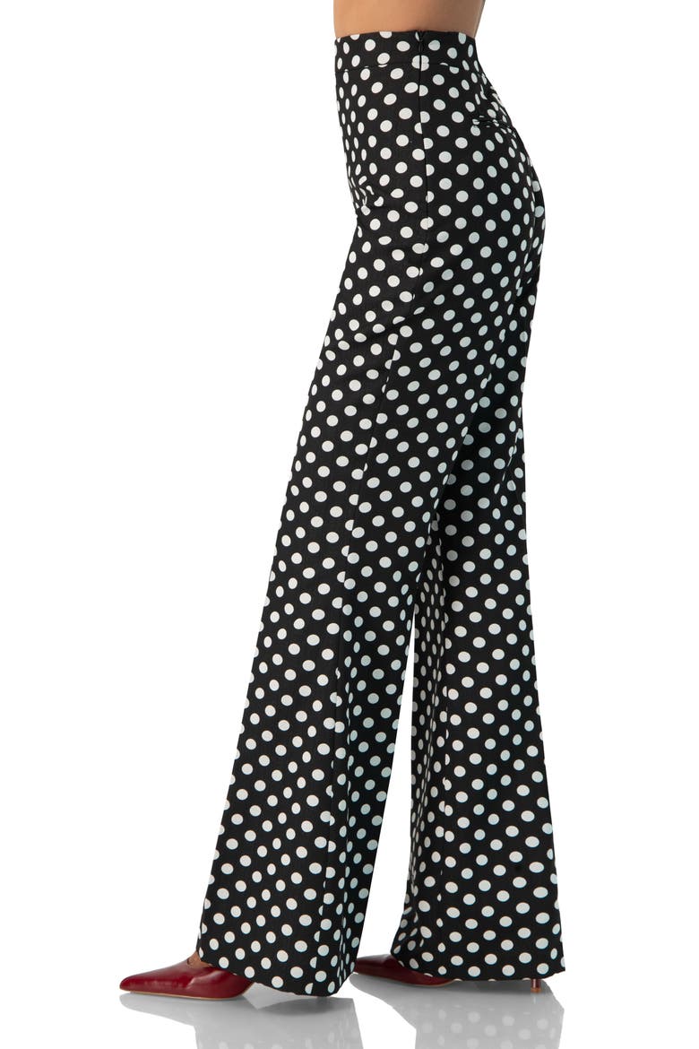 Polka Dot Flared Pants, Alternate, color, Black