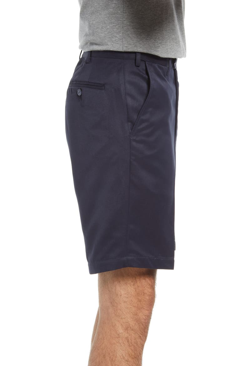 Microfiber Self Sizer Flat Front Shorts, Alternate, color, NAVY