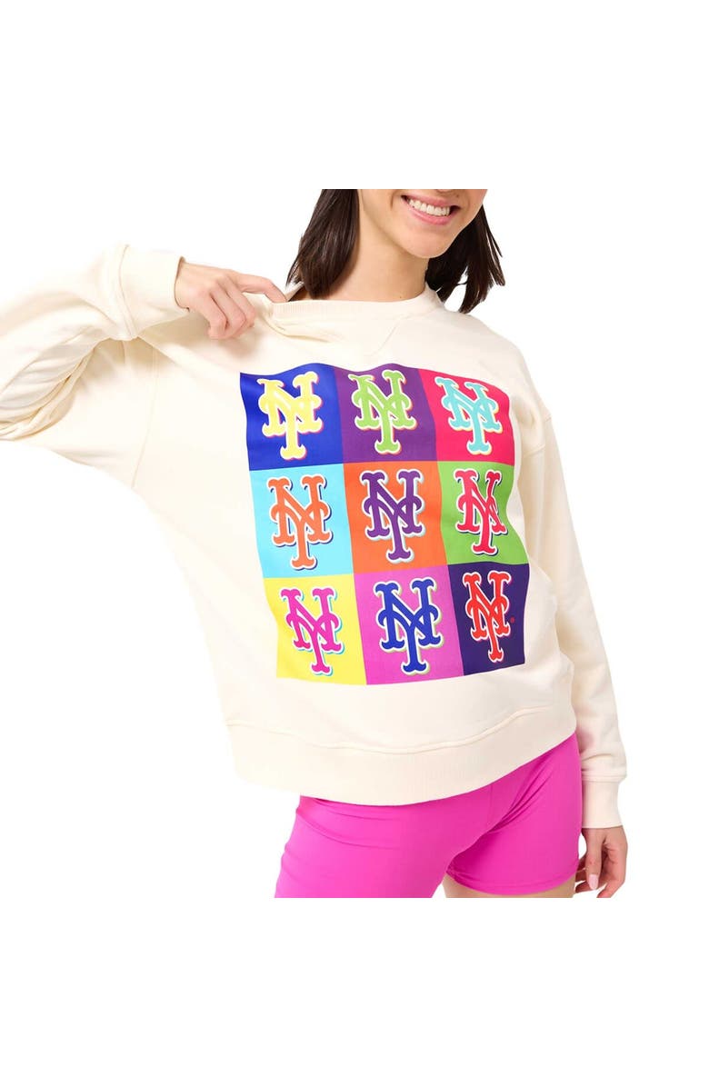 Terez Women's Terez Cream New York Mets Classic Oversized Pullover Sweatshirt, Alternate, color, 