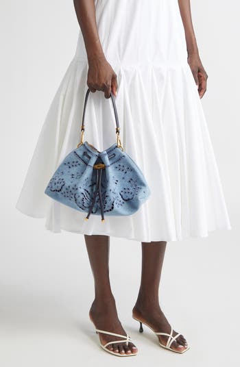 Bon Bon Eyelet Denim East/West Bucket Bag