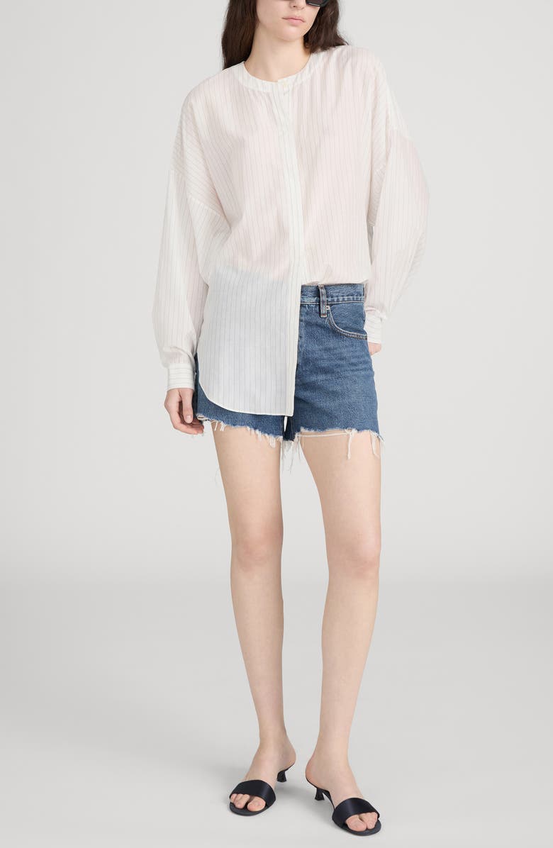 FRAME The Hang Mid Thigh Denim Cutoff Shorts, Alternate, color, Goose