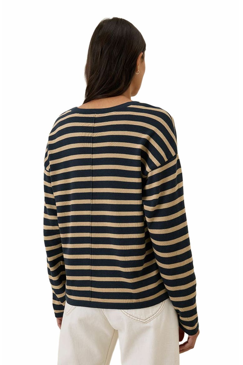 Organic Cotton Classic Fine Knit Relaxed Sweater, Alternate, color, Encinitas Stripe Midnight Blue