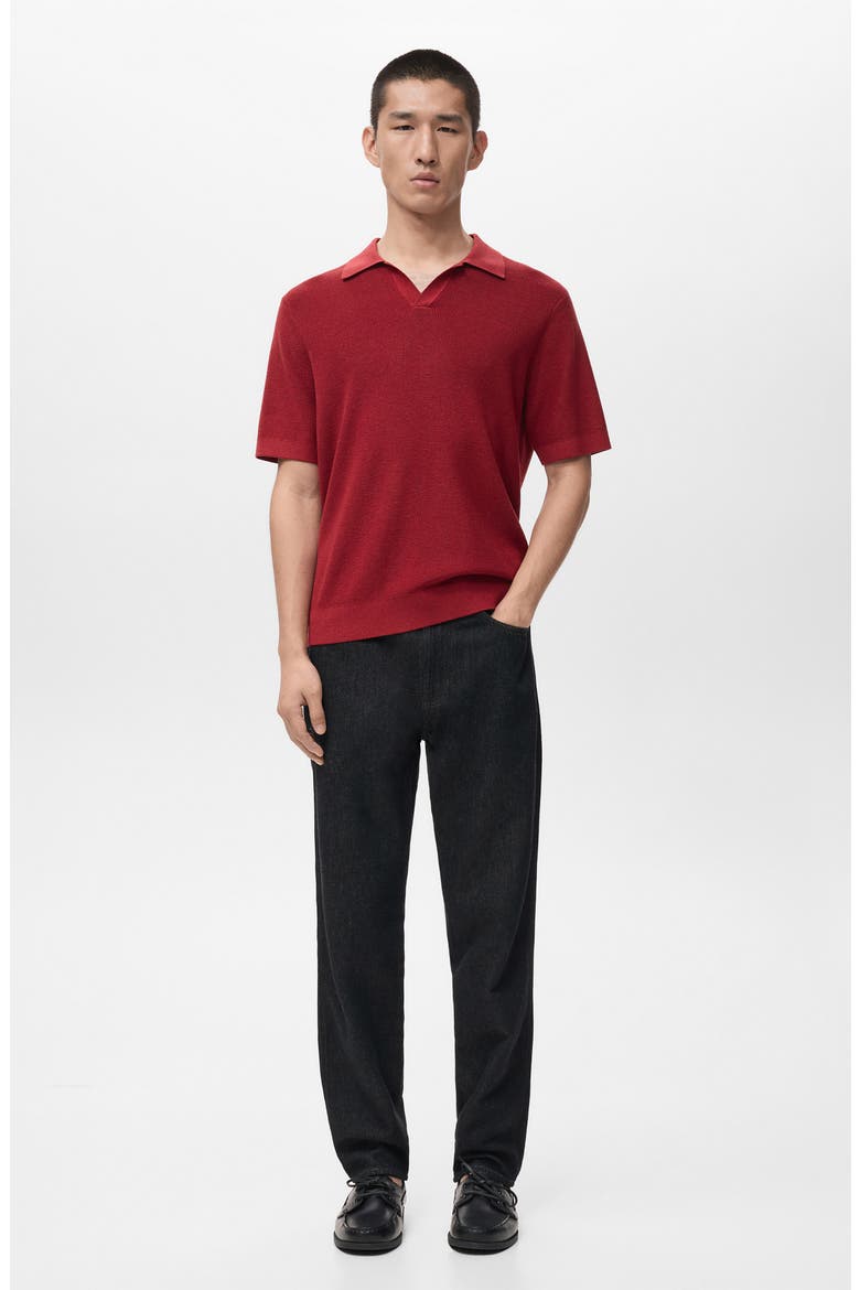 Structured Knit Polo, Alternate, color, RED