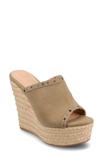 Journee Collection Yari Platform Wedge Espadrille Sandal In Taupe