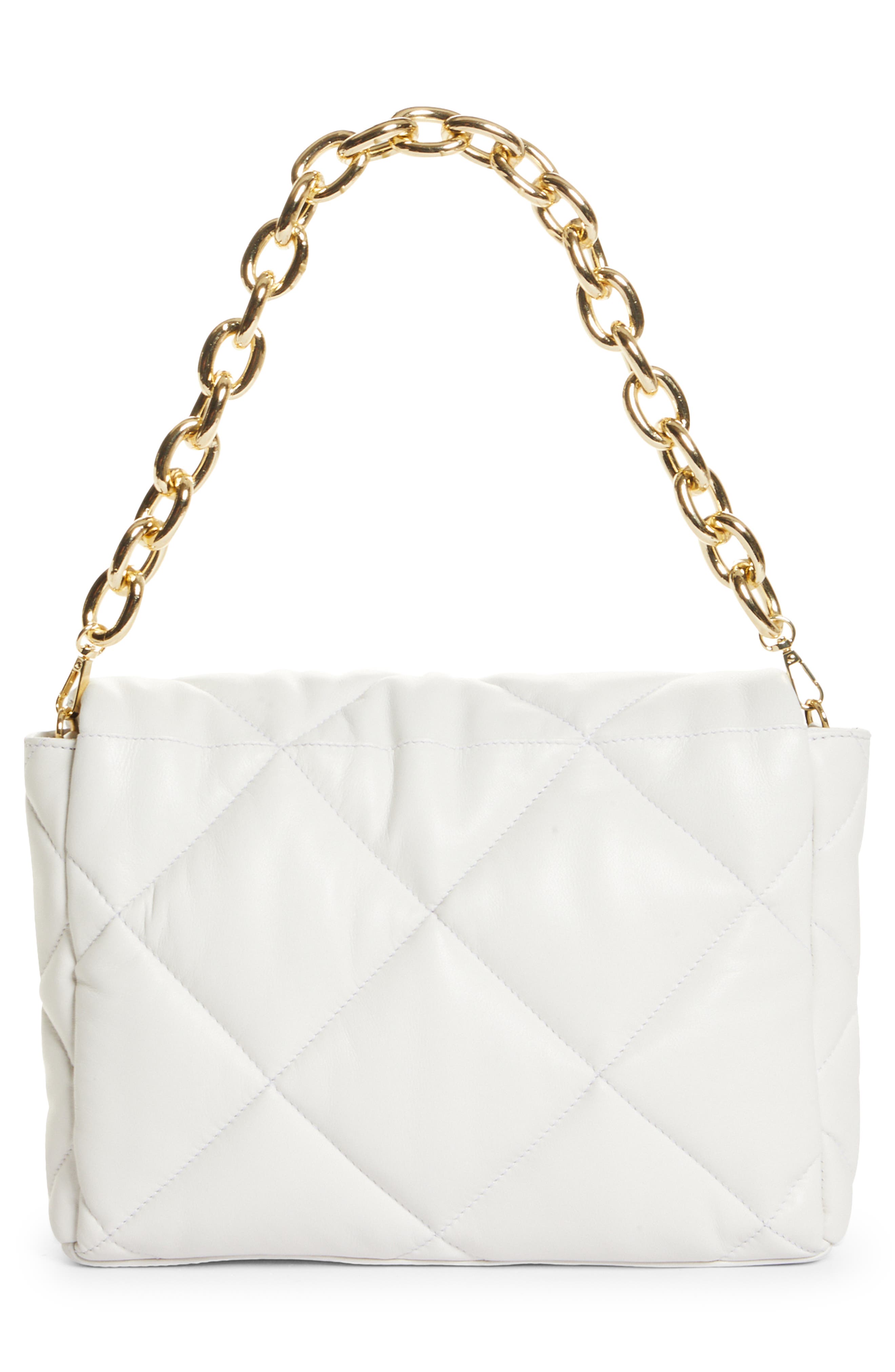 Brynnie Quilted Lambskin Leather Convertible Clutch, Alternate, color, WHITE/ GOLD CHAIN