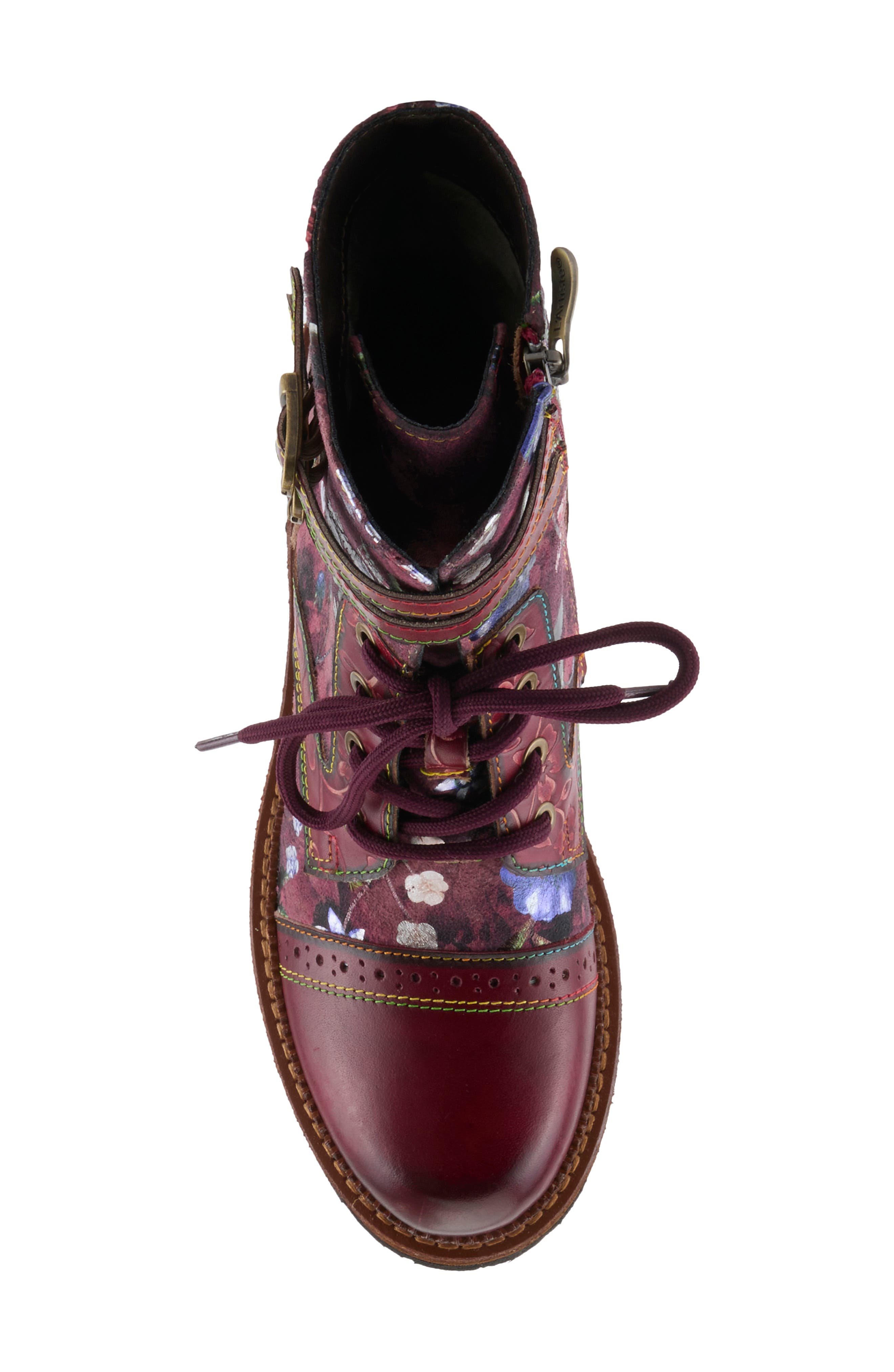 All The Way Floral Lace-Up Bootie, Alternate, color, BORDEAUX MULTI
