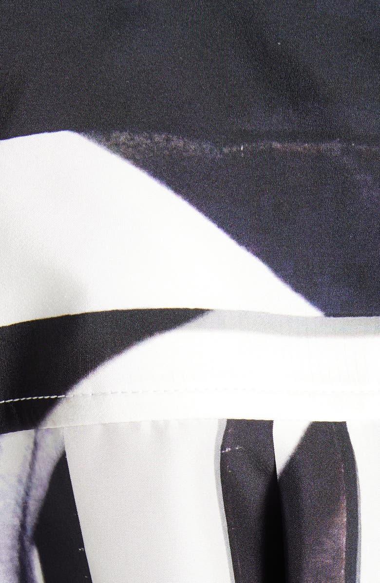 Bottega Veneta Print Long Sleeve Silk Shirtdress, Alternate, color, 9060 Chalk/ Black