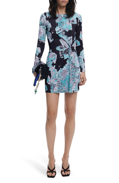 Lacroix Print Long Sleeve Twist Detail Minidress