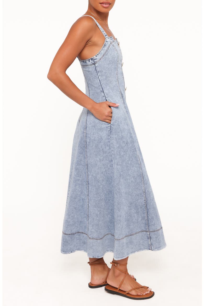 Katie Button Front Maxi Dress, Alternate, color, MED DENIM