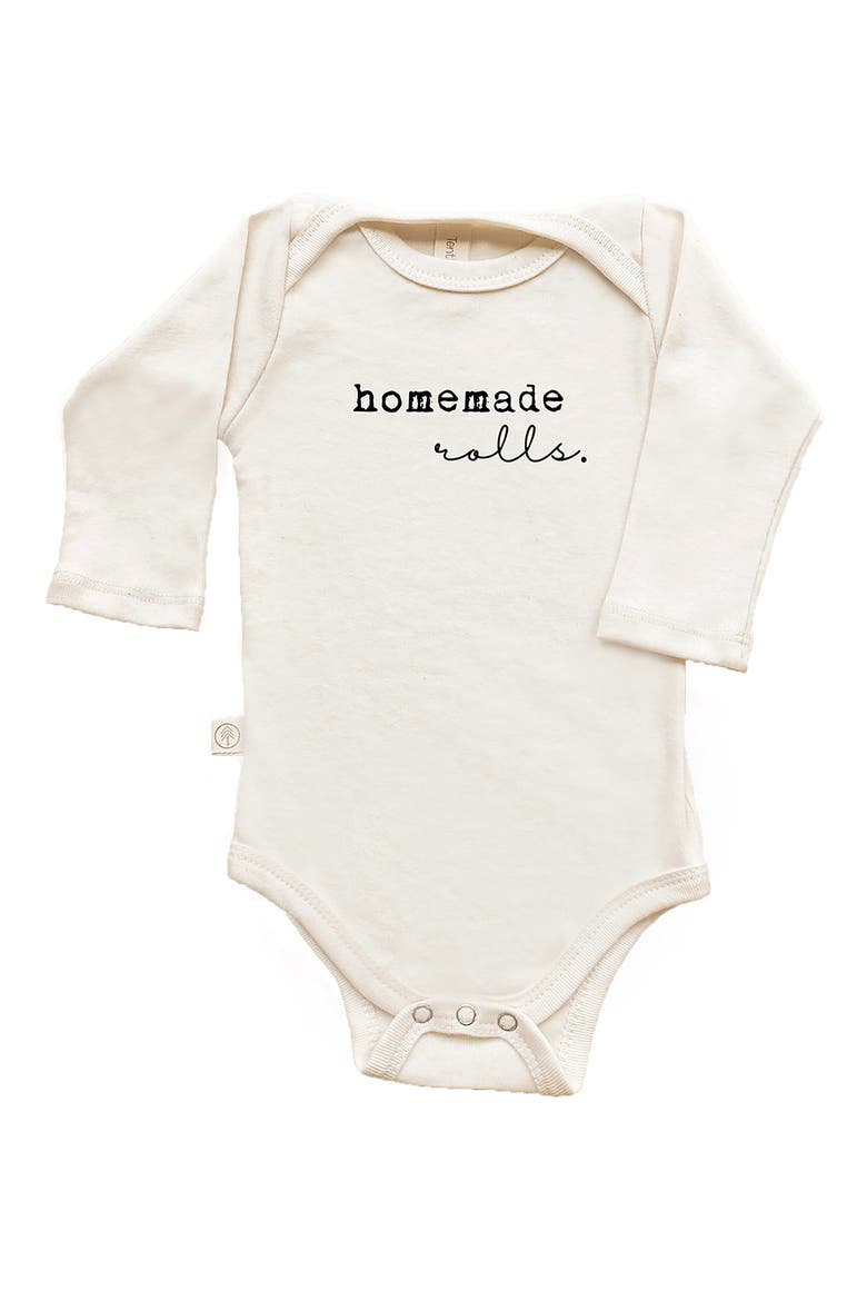 Homemade Rolls Long Sleeve Organic Cotton Bodysuit, Main, color, NATURAL