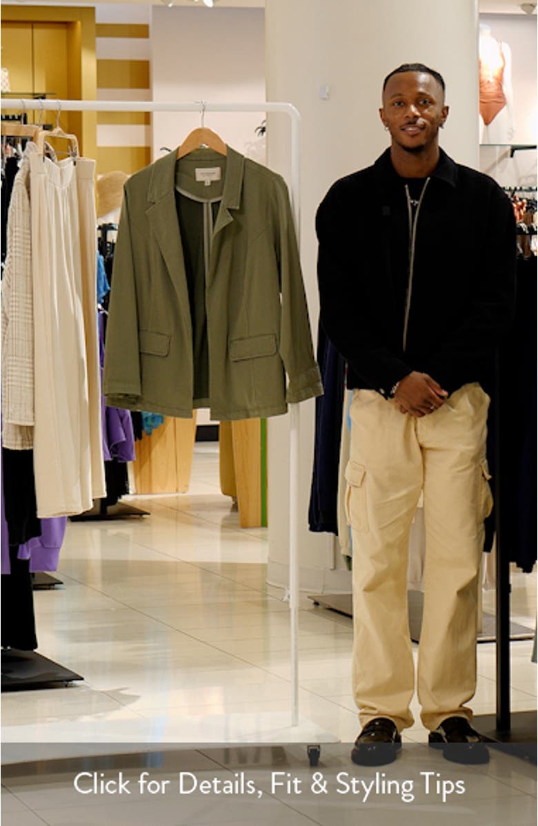 Fitted Open Front Twill Blazer, sales video thumbnail