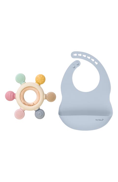 Silicone Bib & Sensory Teether Set