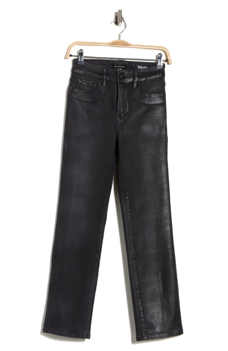 Good American Soft Tech Good Legs Straight Jeans, Alternate, color, Black402