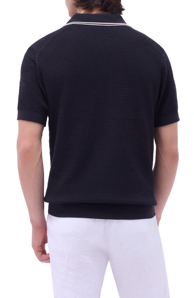 Bugatchi Tipped Johnny Collar Short Sleeve Sweater, Alternate, color, 