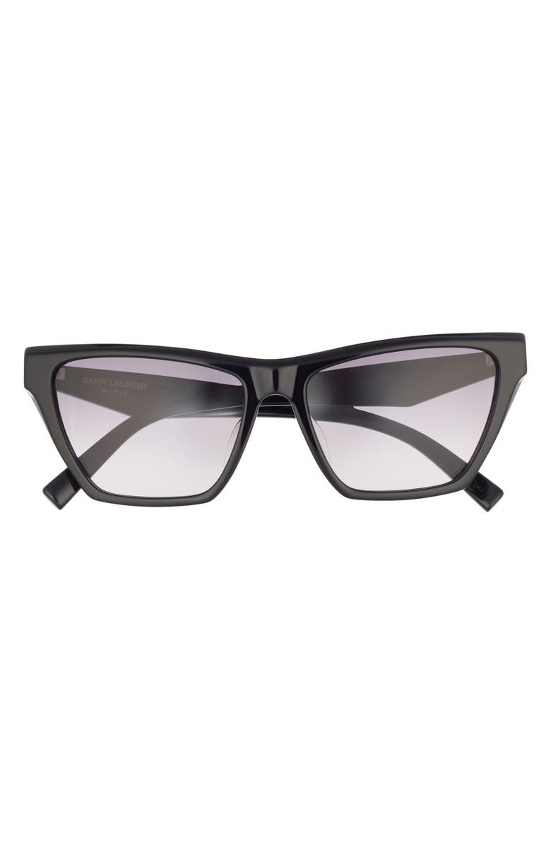 Saint Laurent 57mm Cat Eye Sunglasses, Main, color, Black Black Grey