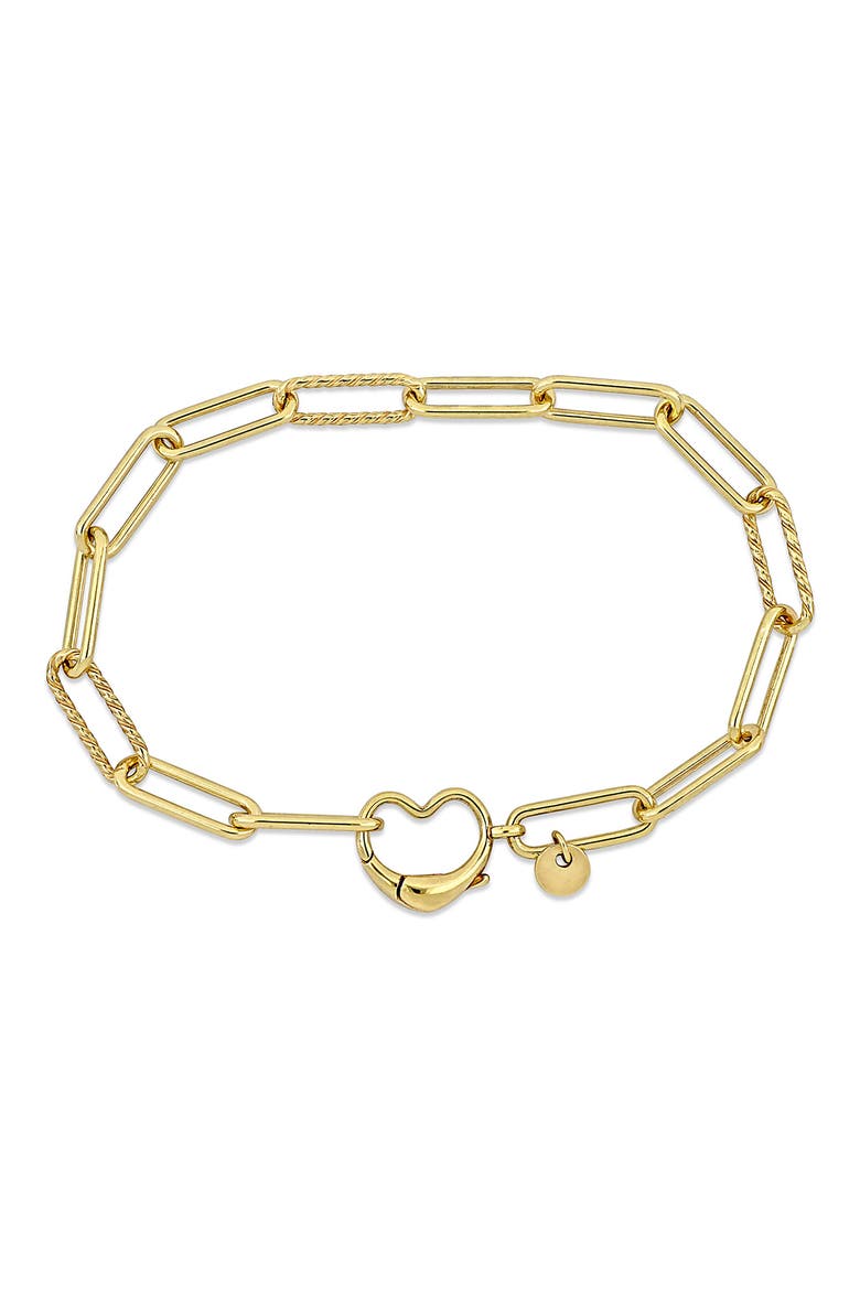 Heart Paperclip Link Bracelet, Main, color, GOLD