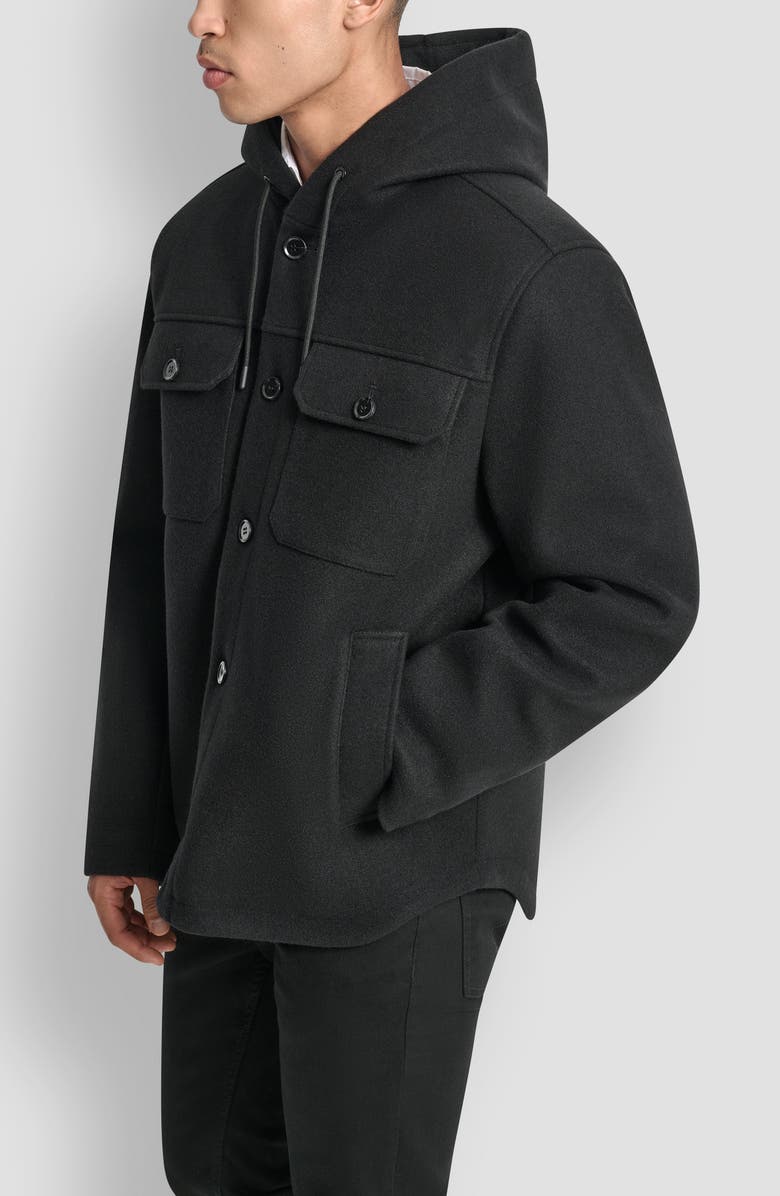 DKNY Hooded Water Resistant Jacket, Alternate, color, Black