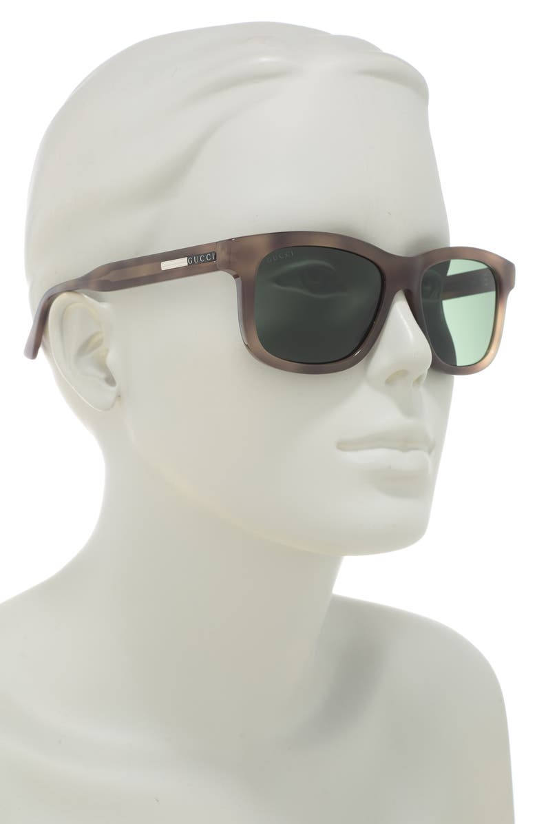 Gucci 55mm Rectangle Glasses, Alternate, color, Havana Havana Green