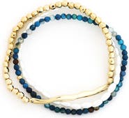 Panacea Set of 3 Faux Pearl & Stone Beaded Stretch Bracelets