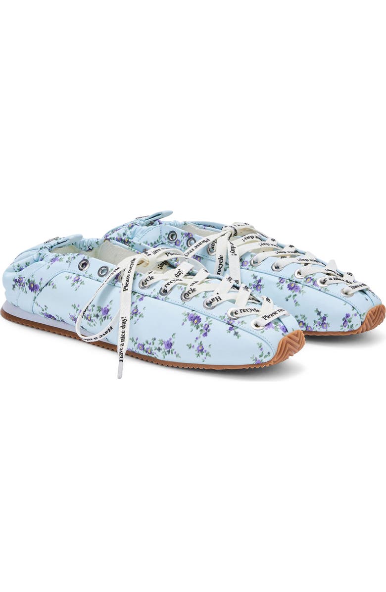 Ganni Sporty Lace-Up Ballerina Flat, Main, color, Iced Aqua