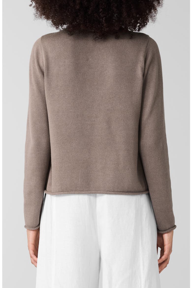 Jewel Neck Organic Cotton Blend Sweater, Alternate, color, COCOA