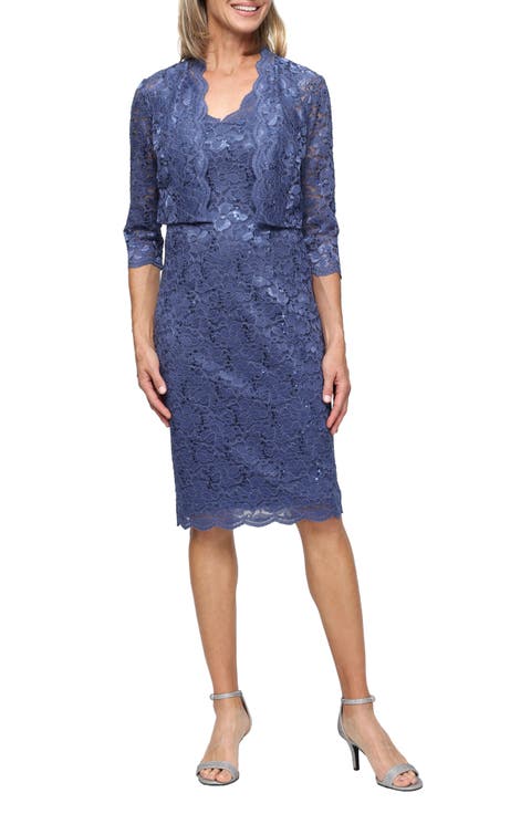 Sequin Stretch Lace Sheath Sleeveless Dress with Jacket